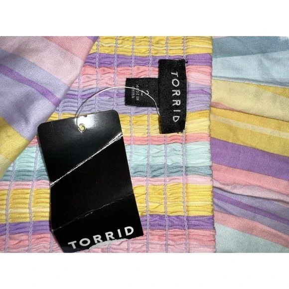 Torrid Skater Dress Poplin Multi Stripe NWT New 2X Pastel Color Rockabilly - Picture 5 of 5